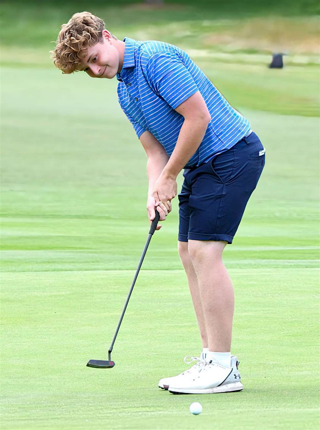 Jake Potter of Chelsfield Lakes out on the course. Picture: Simon Hildrew