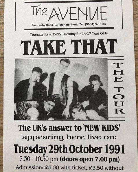 Robbie Williams had fans reminiscing after reposting a picture of an old poster advertising a Take That gig in Gillingham (4896850). Picture by Abby Wells.
