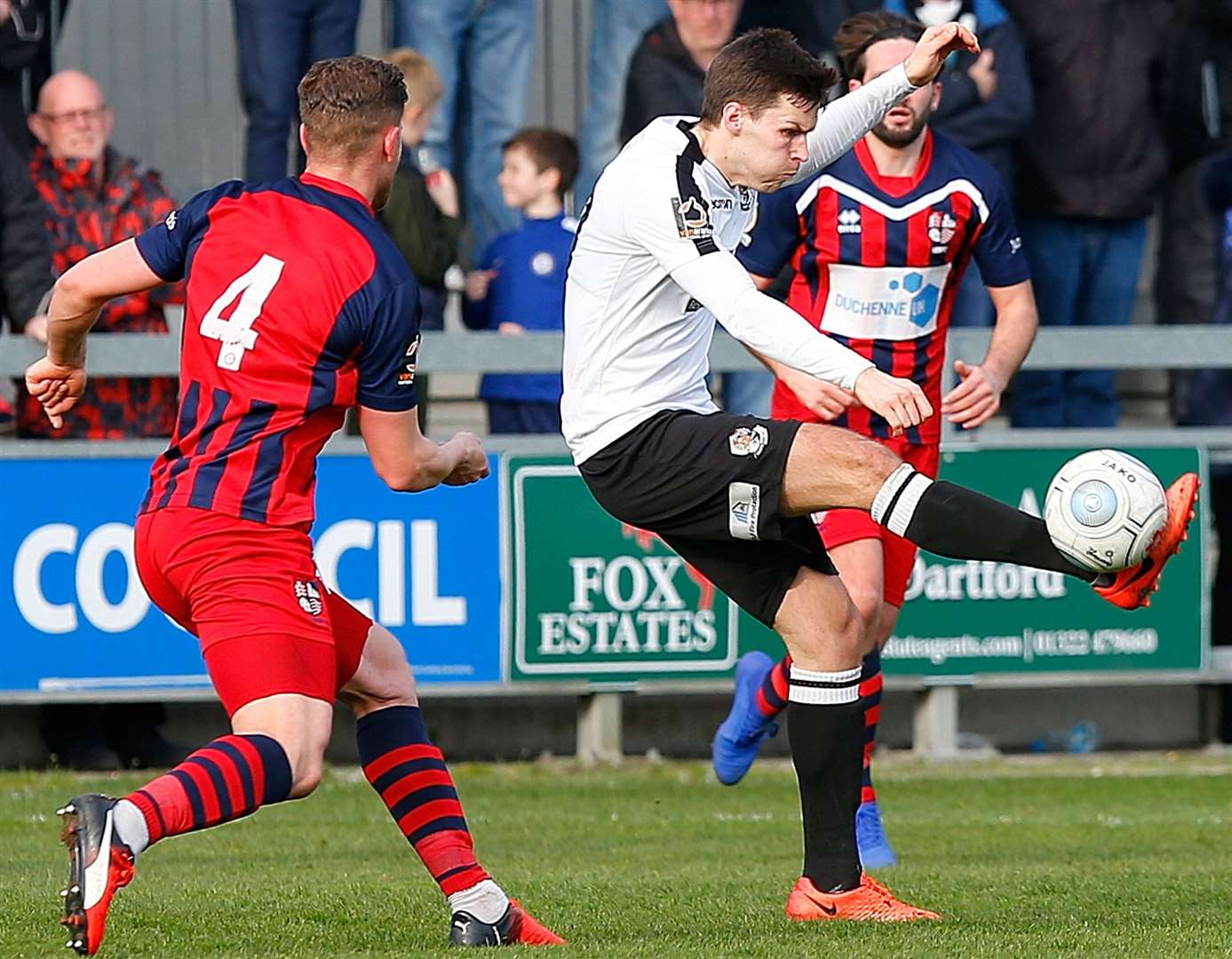 Charlie Sheringham in action for Dartford against Hampton on Saturday. Picture: Andy Jones