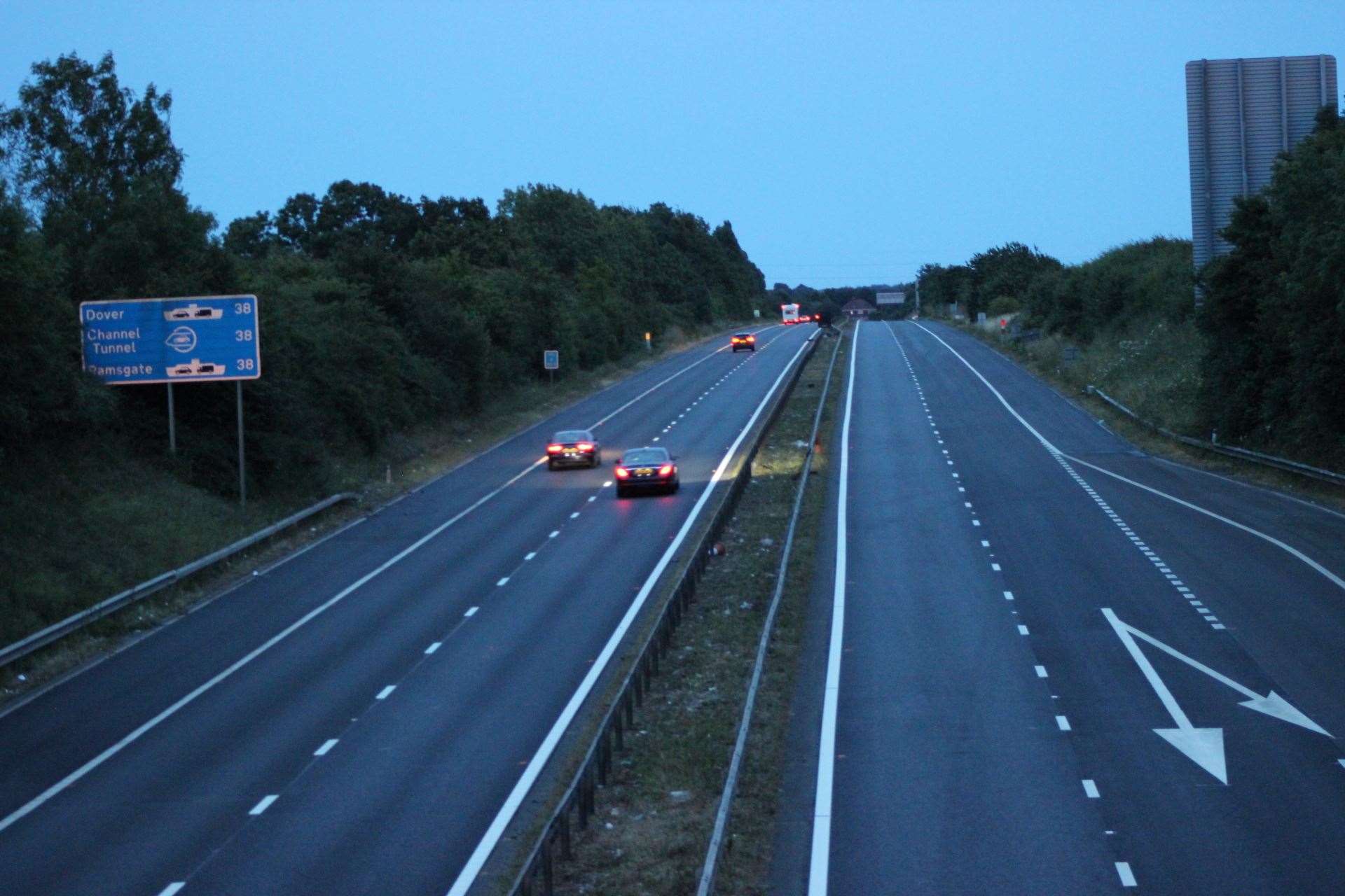 Closed: M2 London-bound carriageway, right of photo, at junction 5 with the A249 last weekend (14336700)