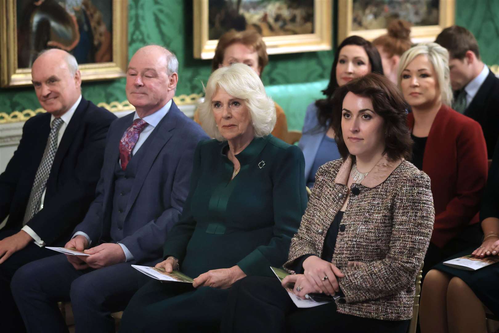Camilla watched performances to mark World Poetry Day at Hillsborough Castle (Liam McBurney/PA)
