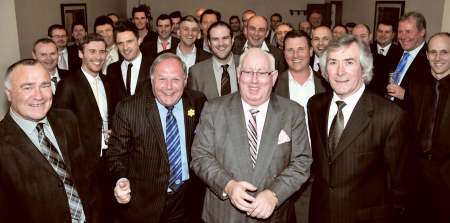 Ron Harris, Barry Fry, Pat Gallagher and Pat Jennings, along with guests at a recent Maidstone United sportsman’s dinner