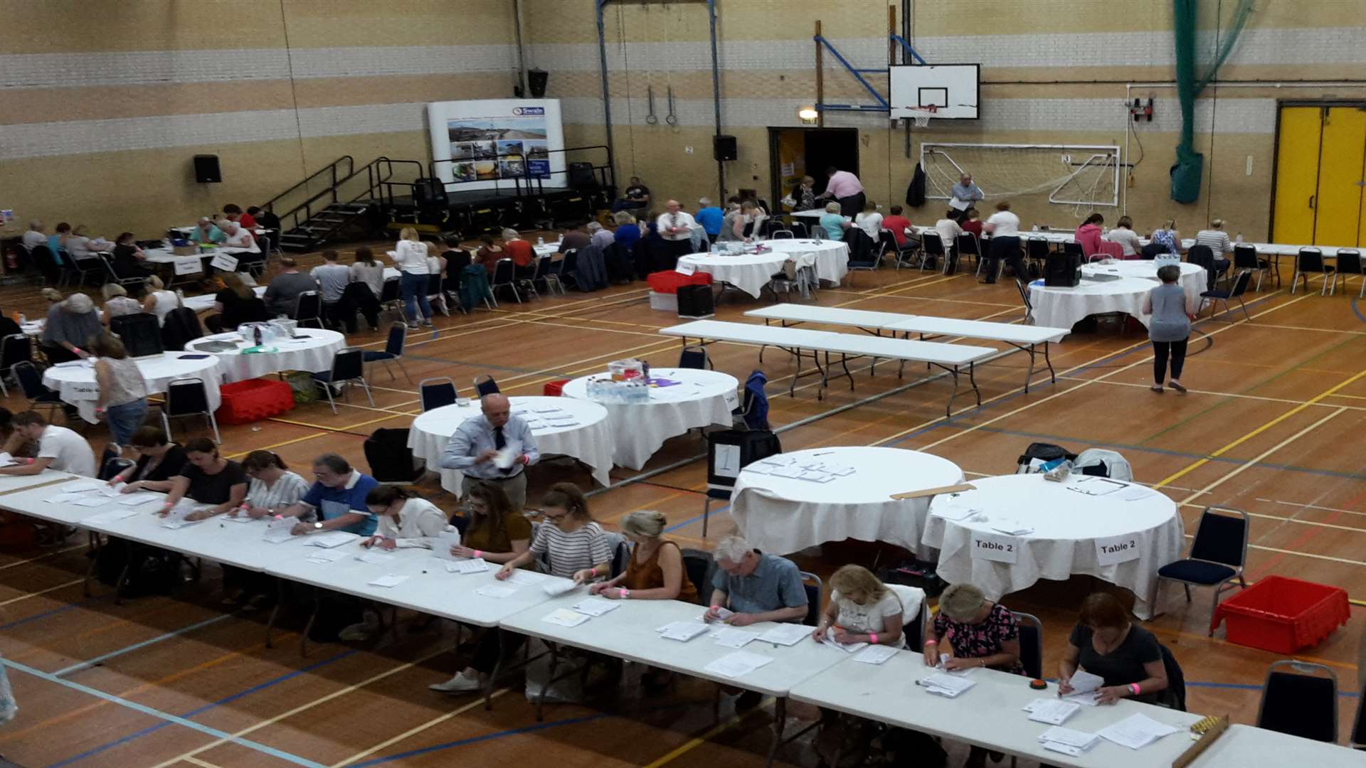 Counting is underway at Swallows Leisure Centre in Sittingbourne