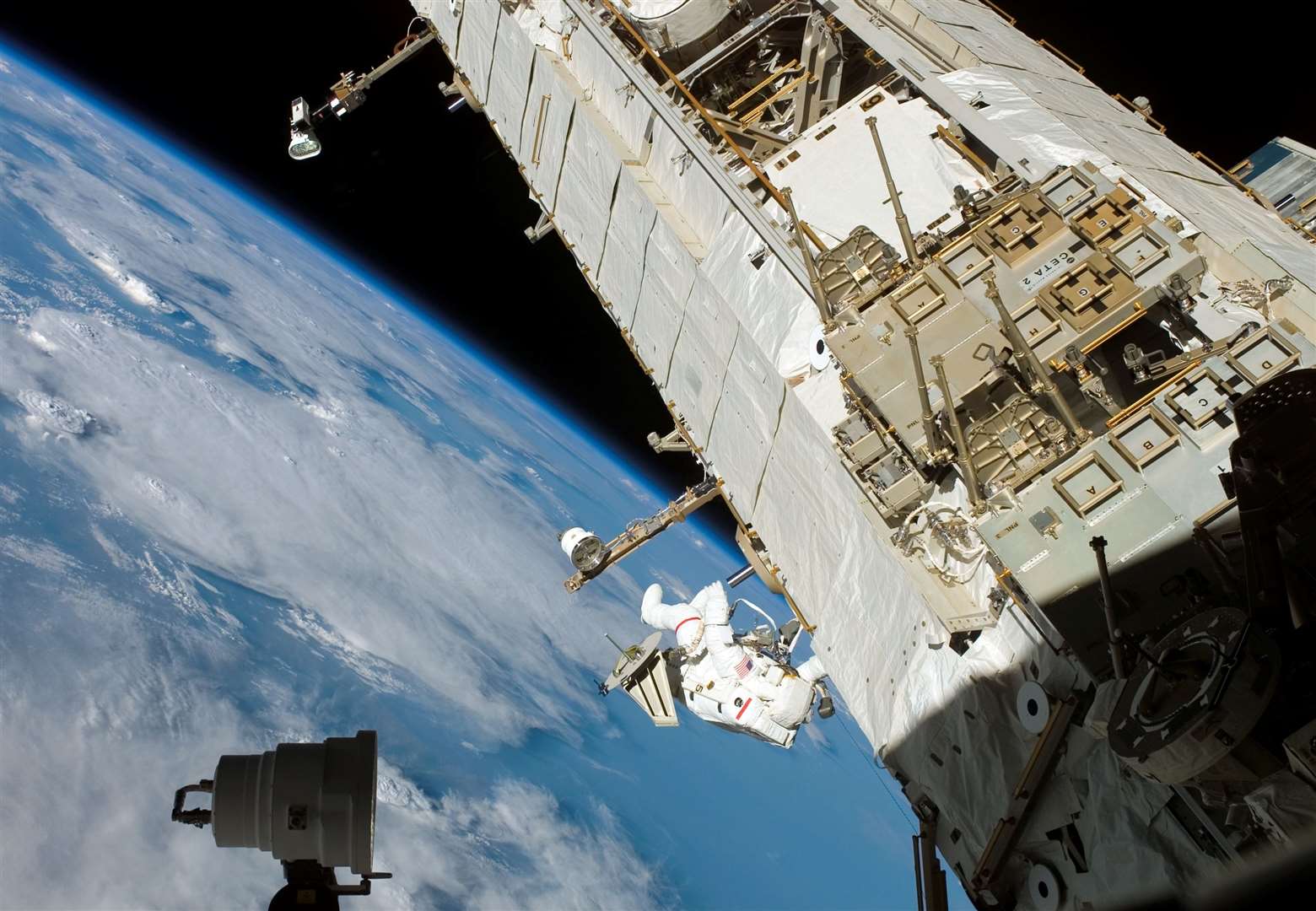 Piers Sellers during one of a number of space-walks he took part in. Picture: Nasa