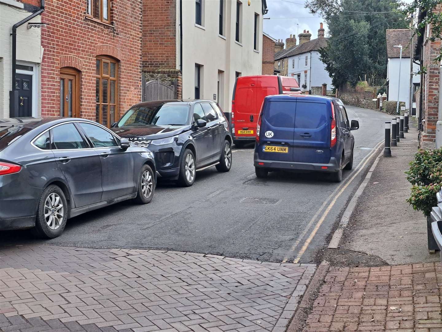 Traffic in East Malling High Street is often held up by the need to negotiate its way past parked cars