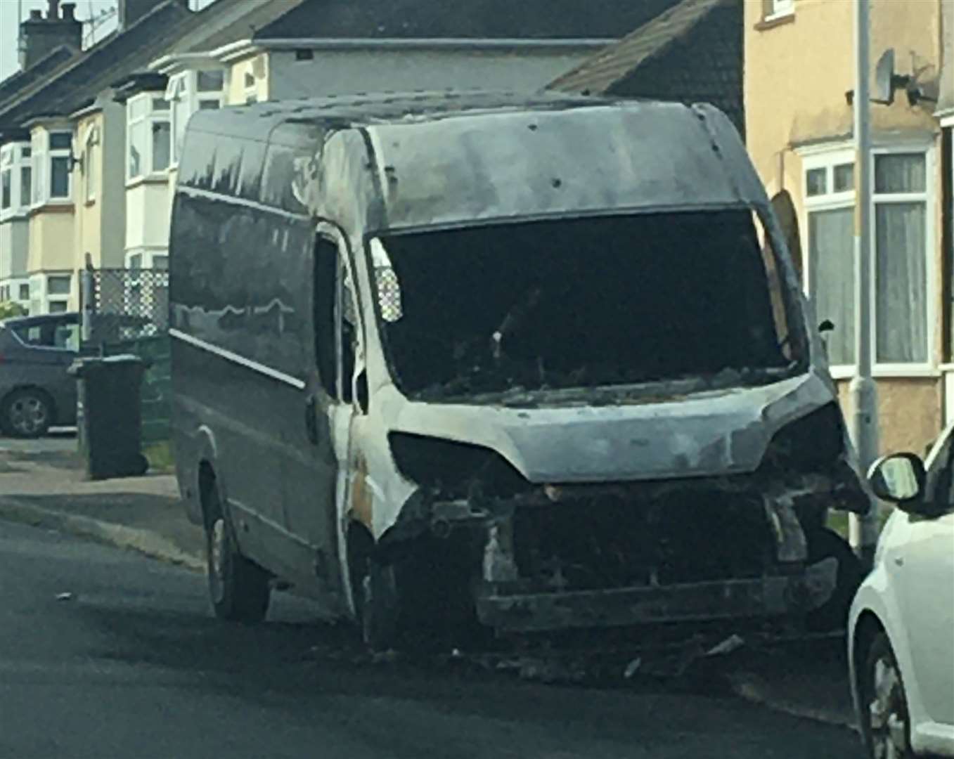 Police are investigating after a van was set alight in Colyer Road, Northfleet, this morning (20563501)