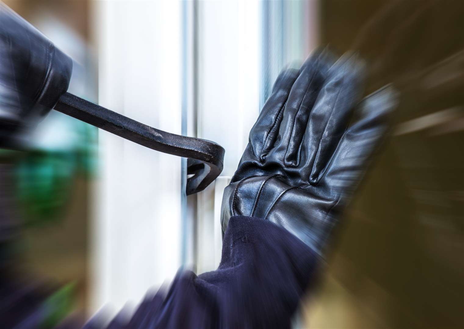 The burglar broke in with a crowbar. Stock image