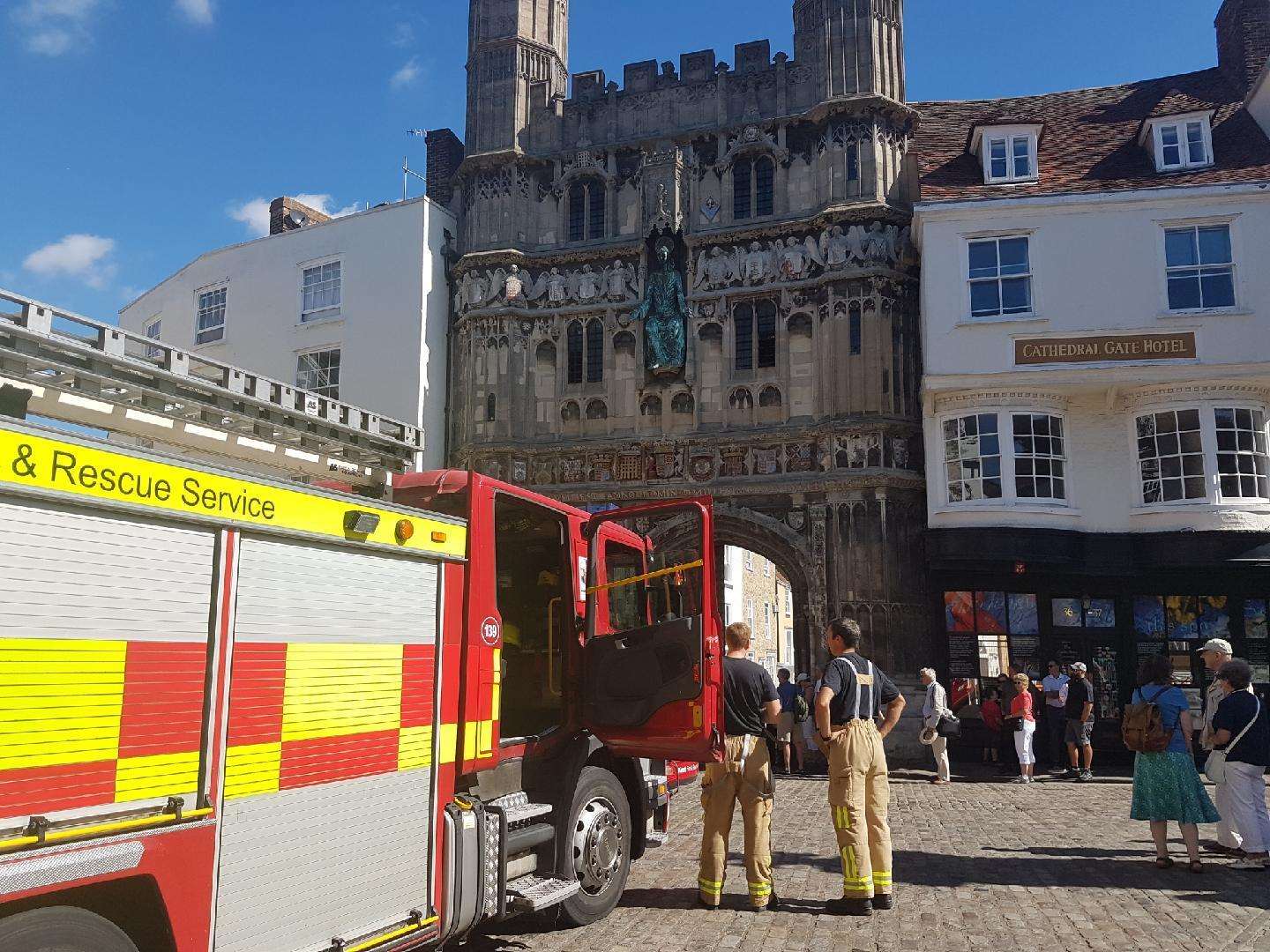 A fire engine at Canterbury Cathedral