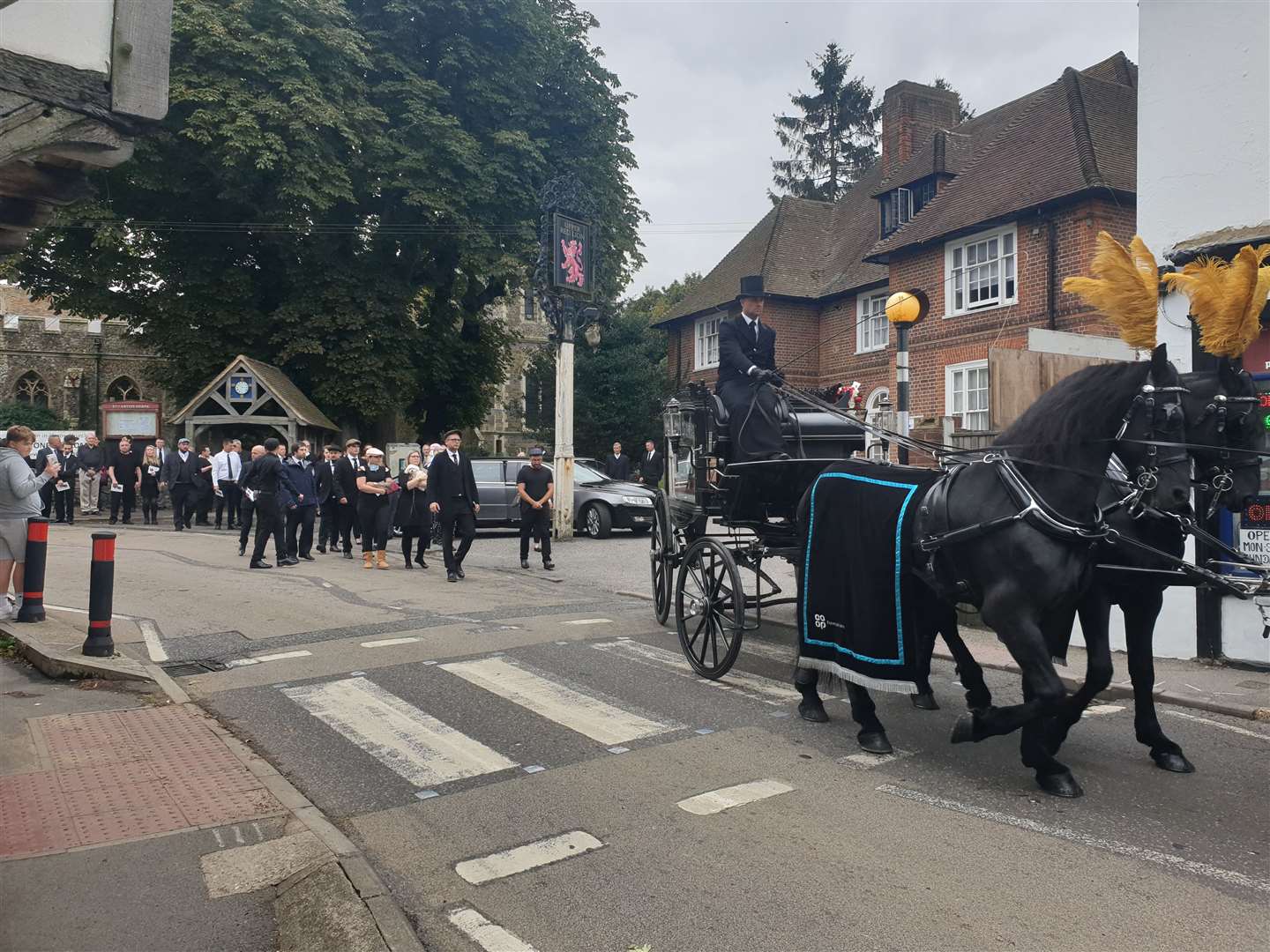 The procession leaving St Martin's Church in Herne following Lee Harlow's funeral