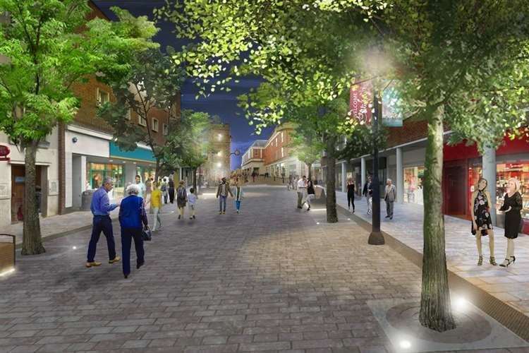 A computer generated image showing how the St George’s Street stretch of Canterbury’s high street is supposed to look once complete