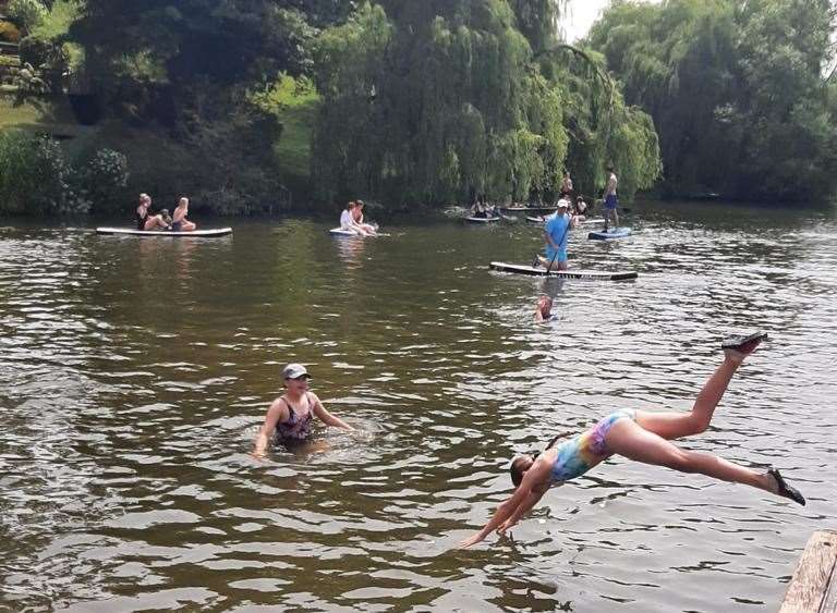 Member’s of Paul’s family enjoying the River Medway. Picture: Paul Gill