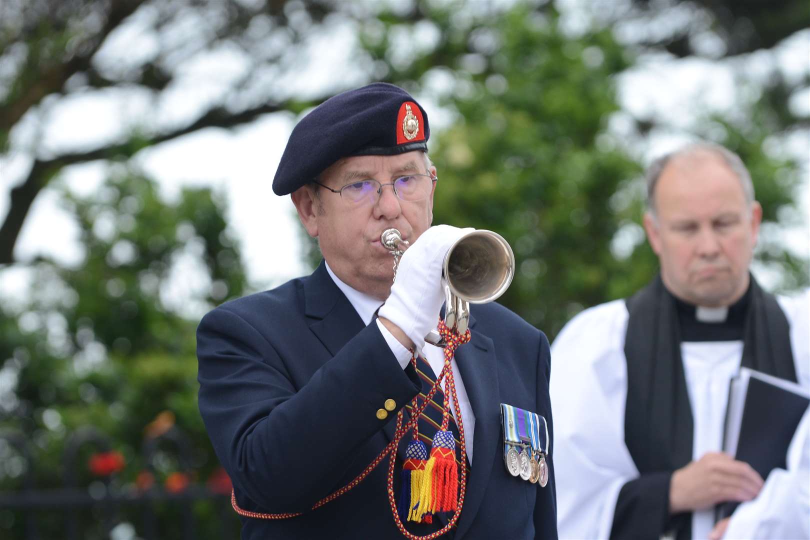 Bryan Walker plays the Last Post. Picture: Gary Browne
