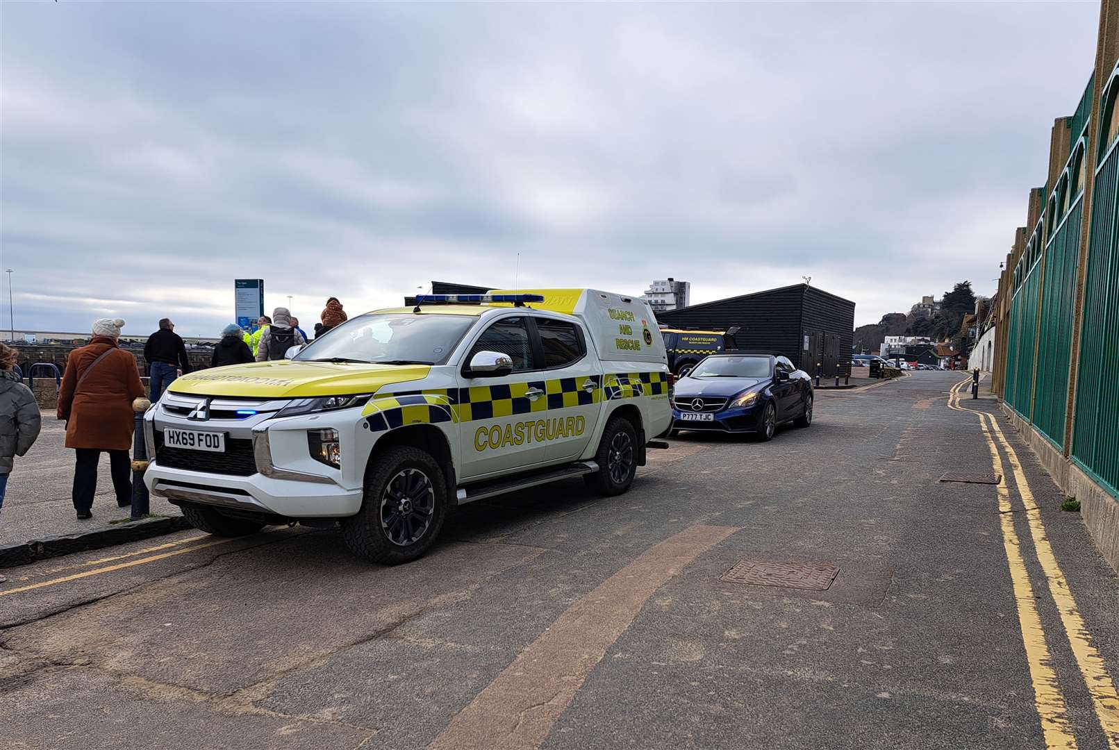Coastguard had to rescue a woman and a dog stuck in the mud at Folkestone Harbour
