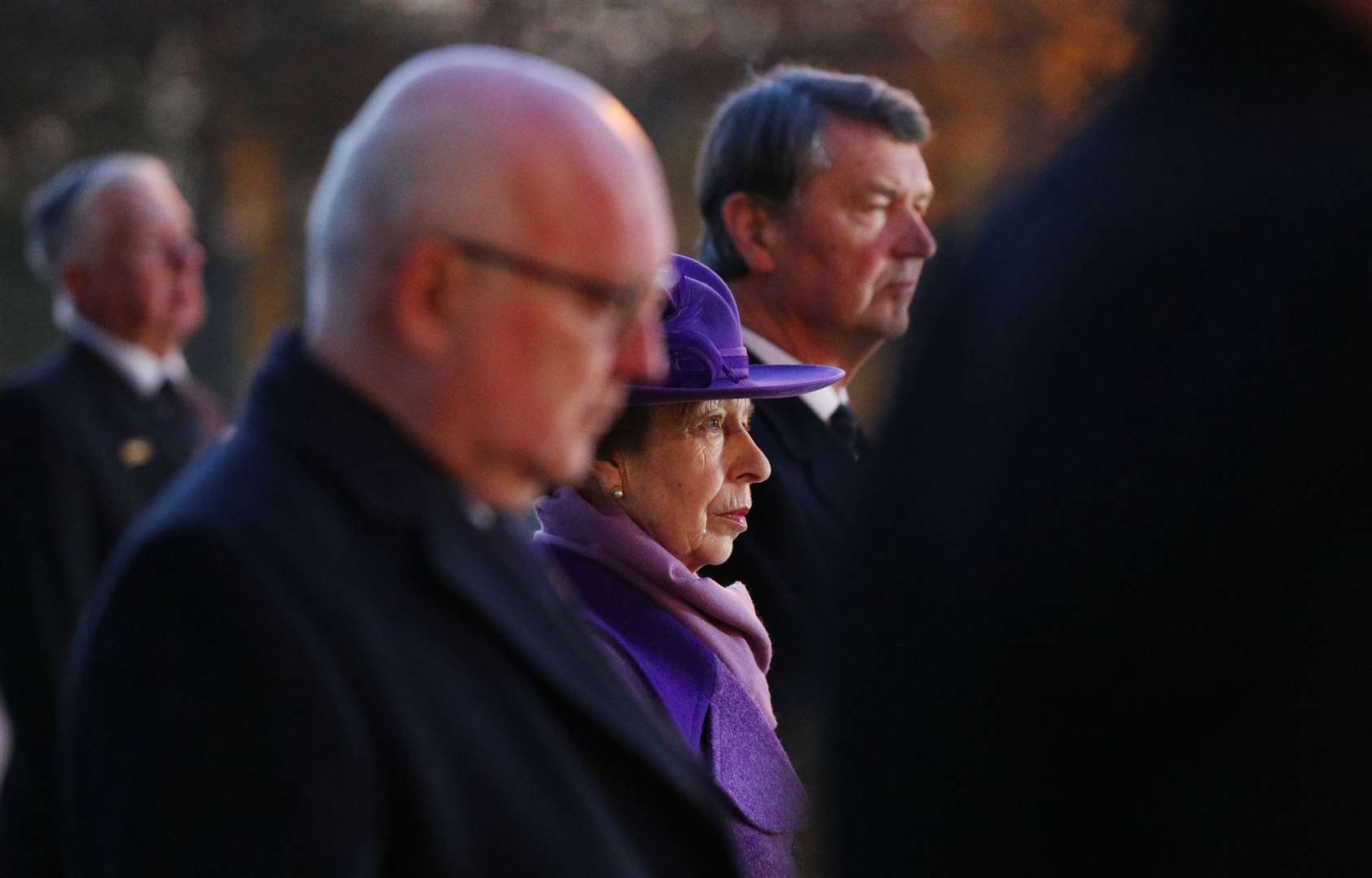 The Princess Royal (centre) alongside Vice Admiral Sir Tim Laurence (right) at the service (Jonathan Brady/PA)