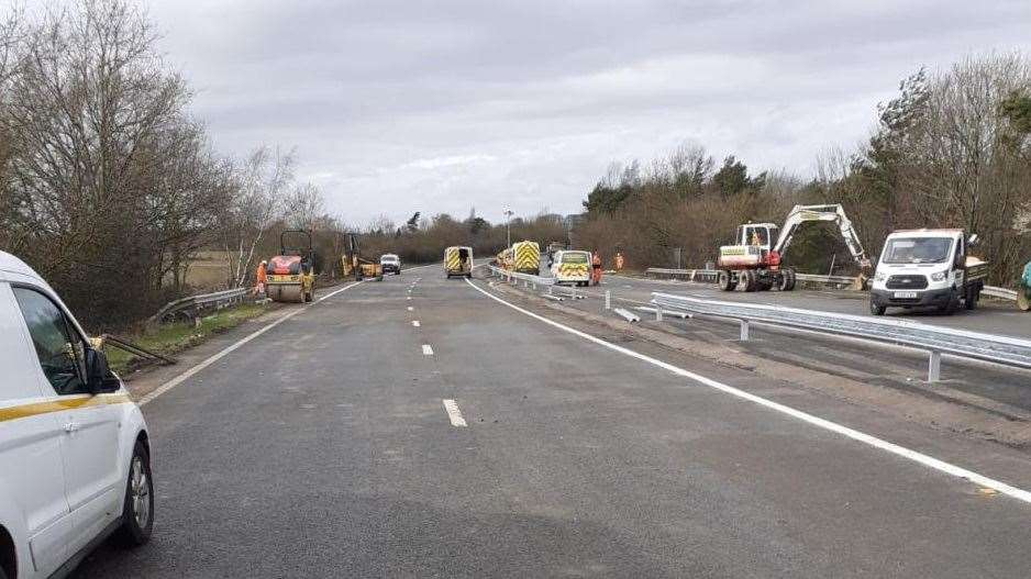 White lining on the new bit of the A21 was finished ahead of schedule this afternoon. Picture: Highways England