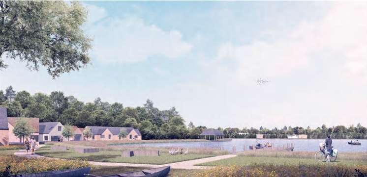 An artist's impression of what the development might look like at Aylesford Lakes. Photo: Aylesford Heritage Ltd