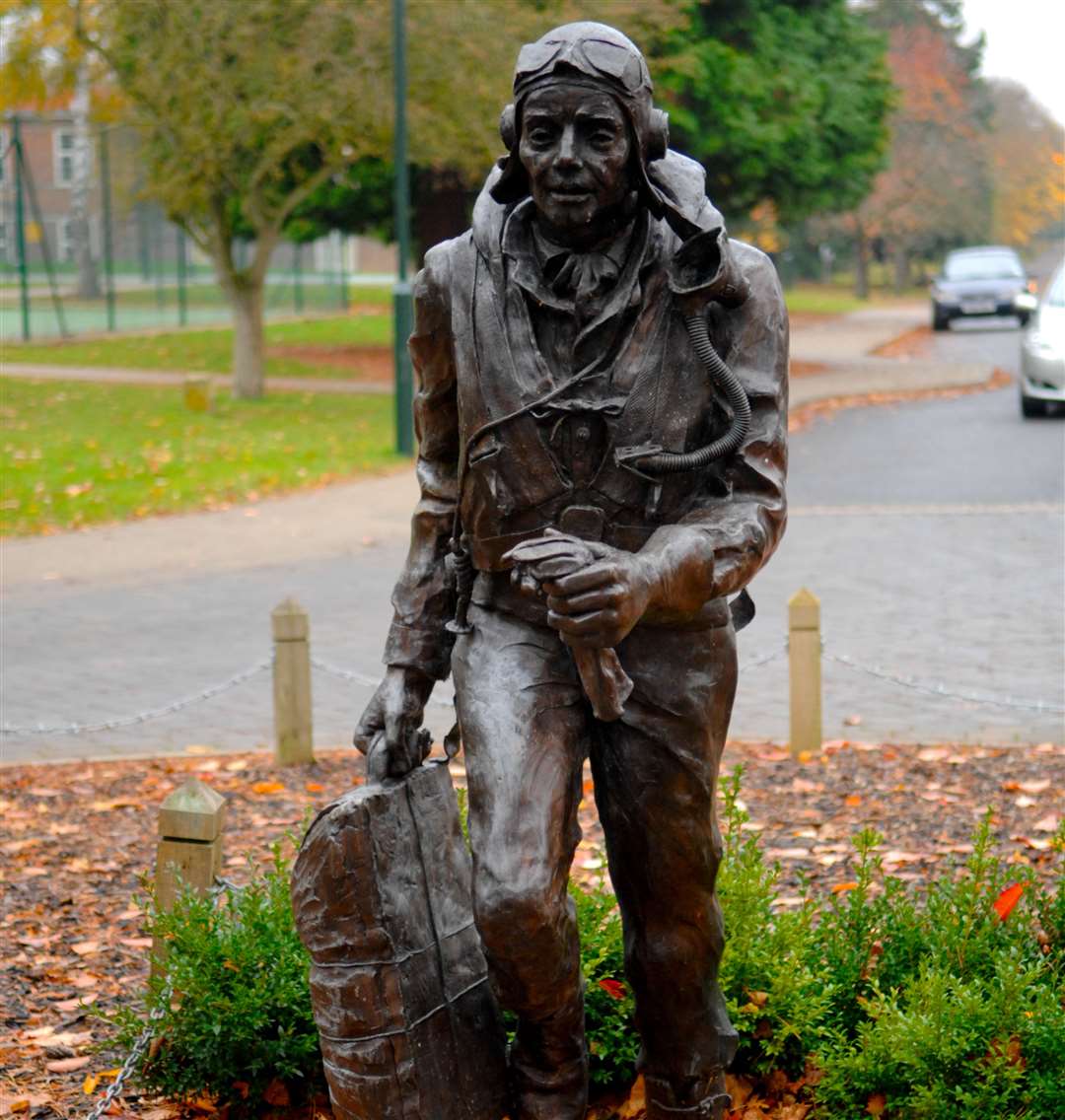 The bronze statue features a likeness of Group Captain Peter Townsend