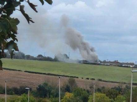 The garage fire was spotted from a distance. Picture: Cherry Evans