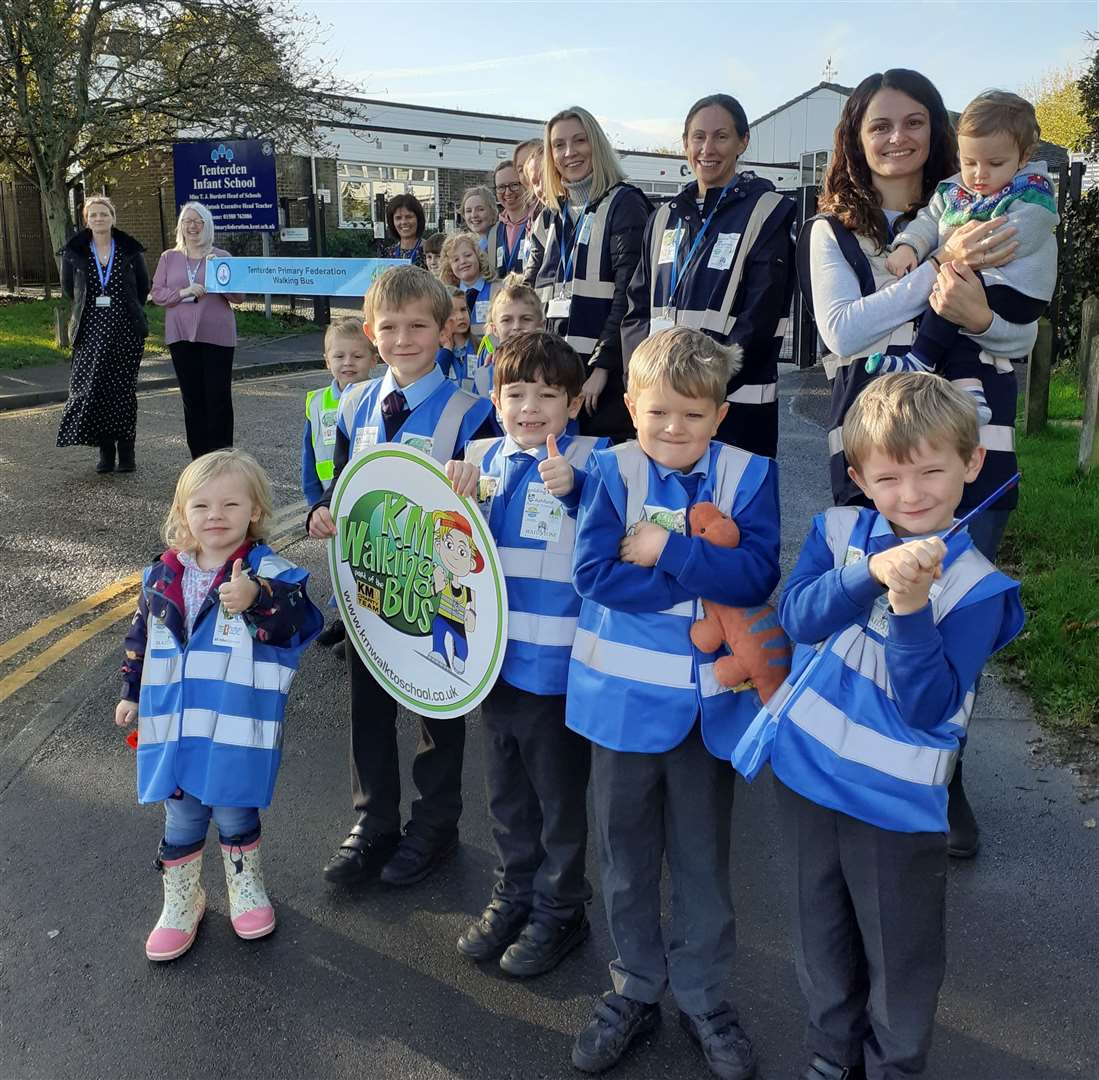 Pupils hop on the Walking Bus once a week