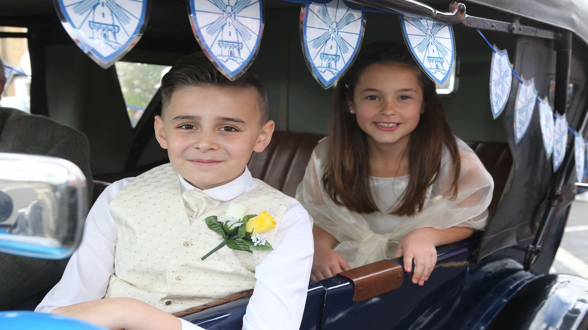 Vincent, 10, and Emily, 11, were the Meopham May King and Queen. Picture: John Westhrop