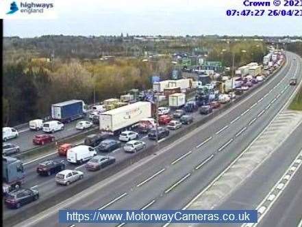 Traffic is queuing on both sides of the Dartford Tunnel. Picture: Highways England