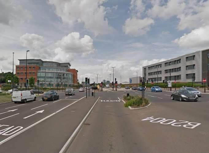 Scene of the crash in Pier Road, Chatham. Police station on the left. Picture: Google