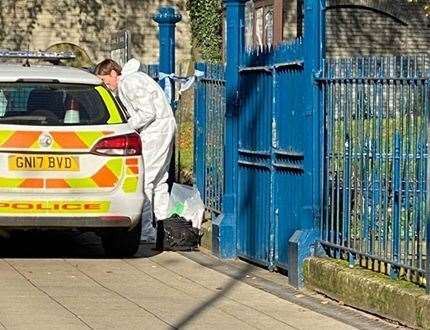 A forensics officer at the scene at the time. Picture: David Wright