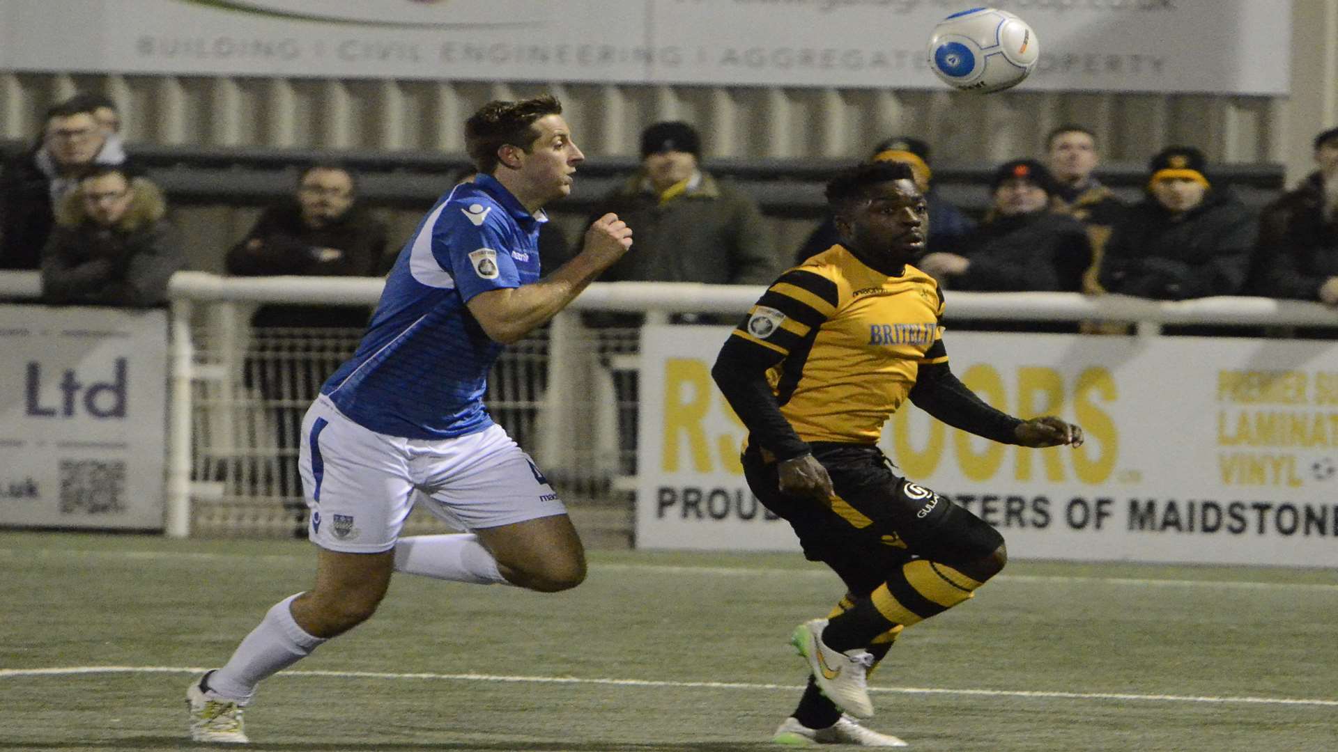 Yemi Odubade on the attack for Maidstone against Eastleigh Picture: Chris Davey