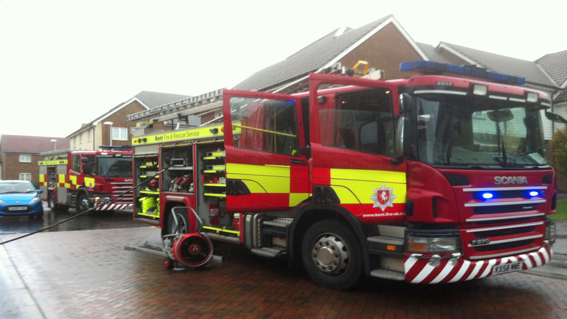 Firefighters in Summerson Close, Rochester.