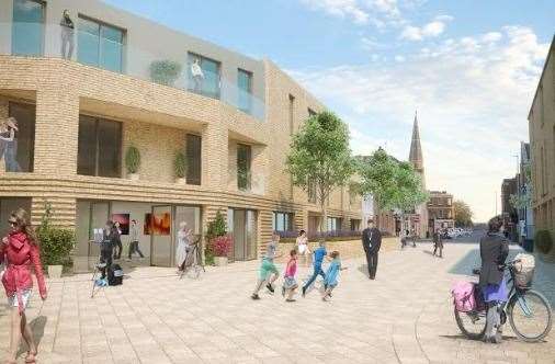 A CGI of what was the council’s proposed development, looking along Beach Street towards the high street