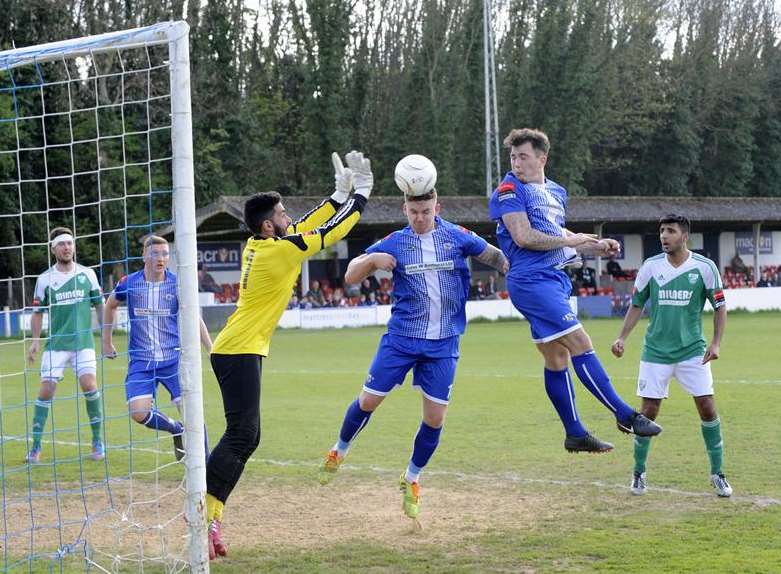 Action from Herne Bay's 2-0 win over Leatherhead Picture: Tony Flashman