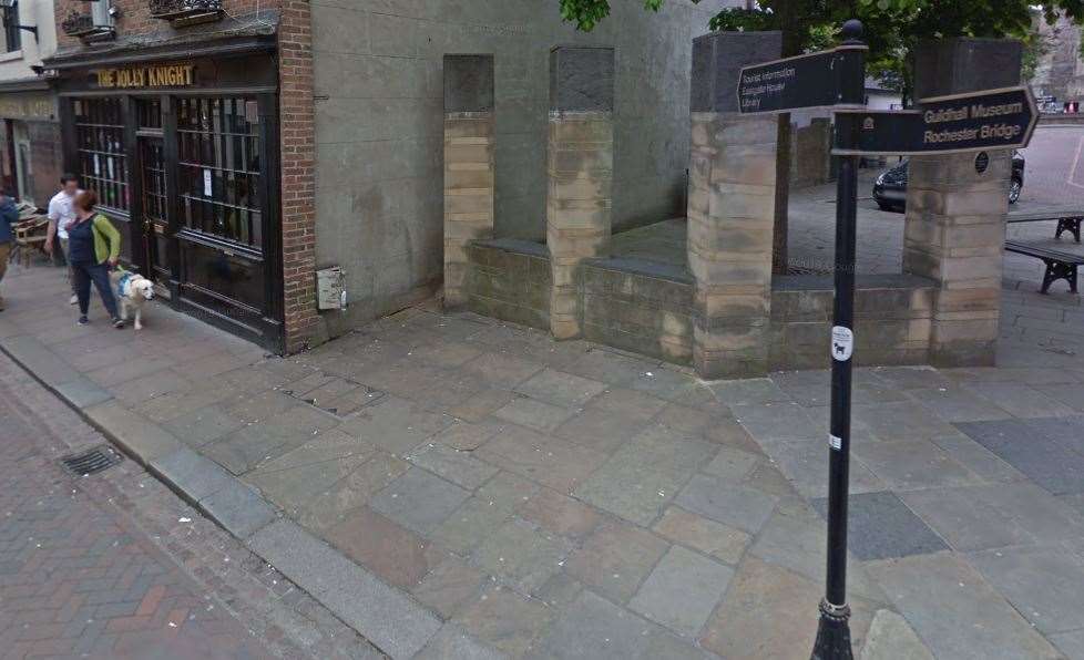 The young man was attacked next to the Jolly Knight in Rochester on Saturday. Picture: Google Maps (27635971)