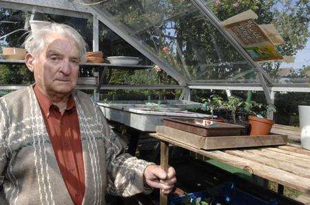 War veteran, Arthur Bomber, who'sbeen terrorised by vandals at his village bungalow for more than three years.
