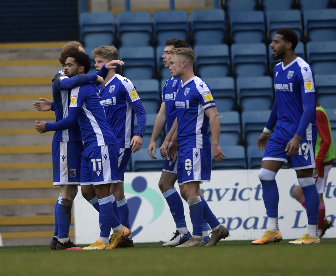 Gills players celebrate their second goal scored by Trae Coyle Picture: Barry Goodwin