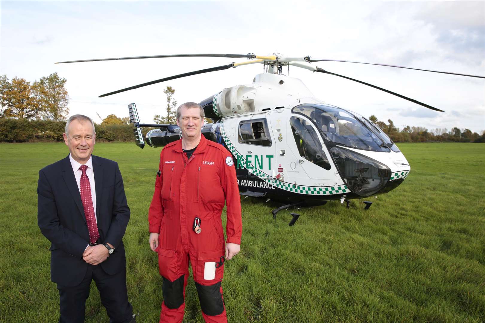 Chief executive Adrian Bell, pictured with Director of Operations Leigh Curtis, has left the air ambulance trust