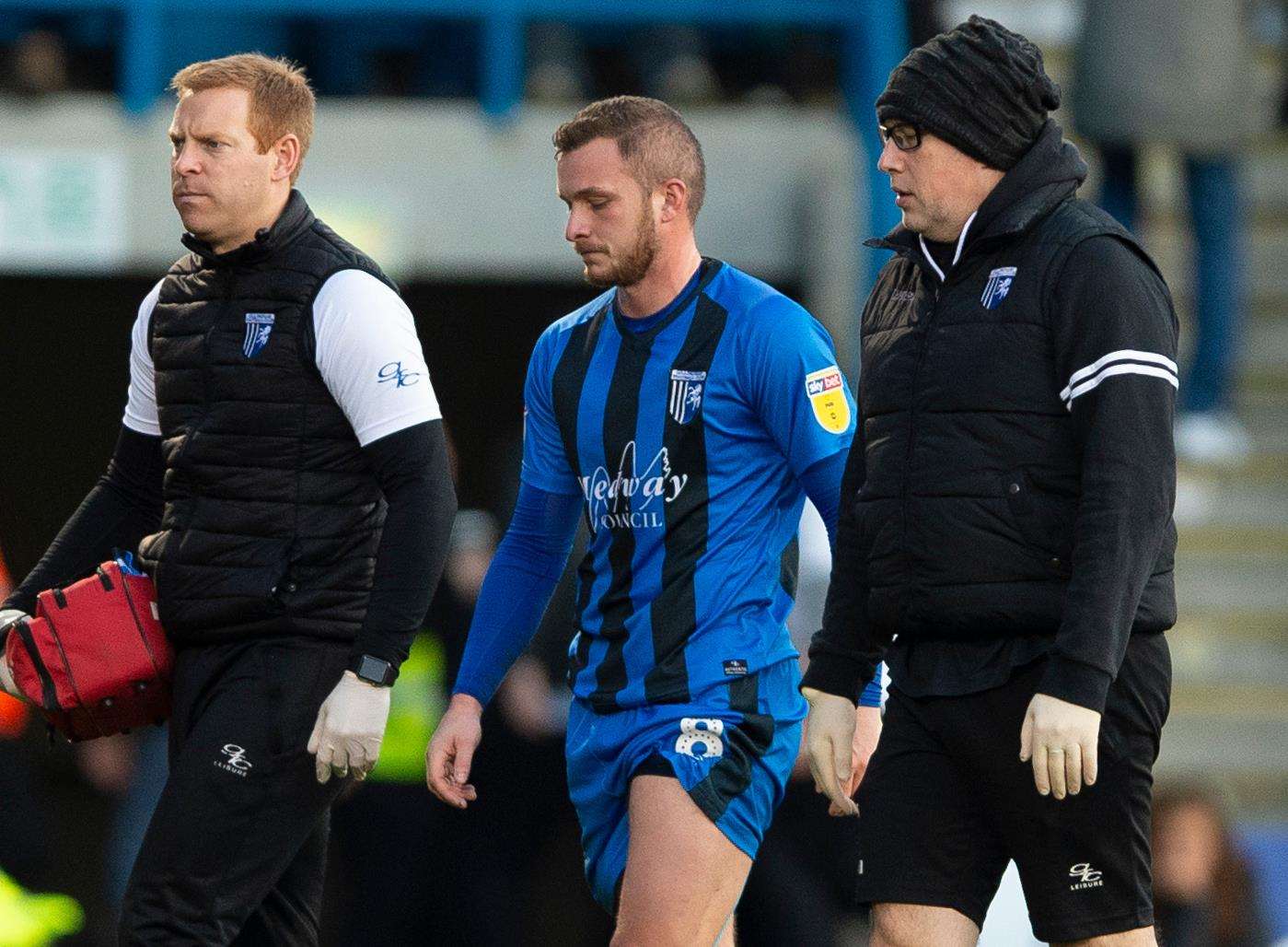 Dean Parrett leaves the field injured against Doncaster Picture: Ady Kerry