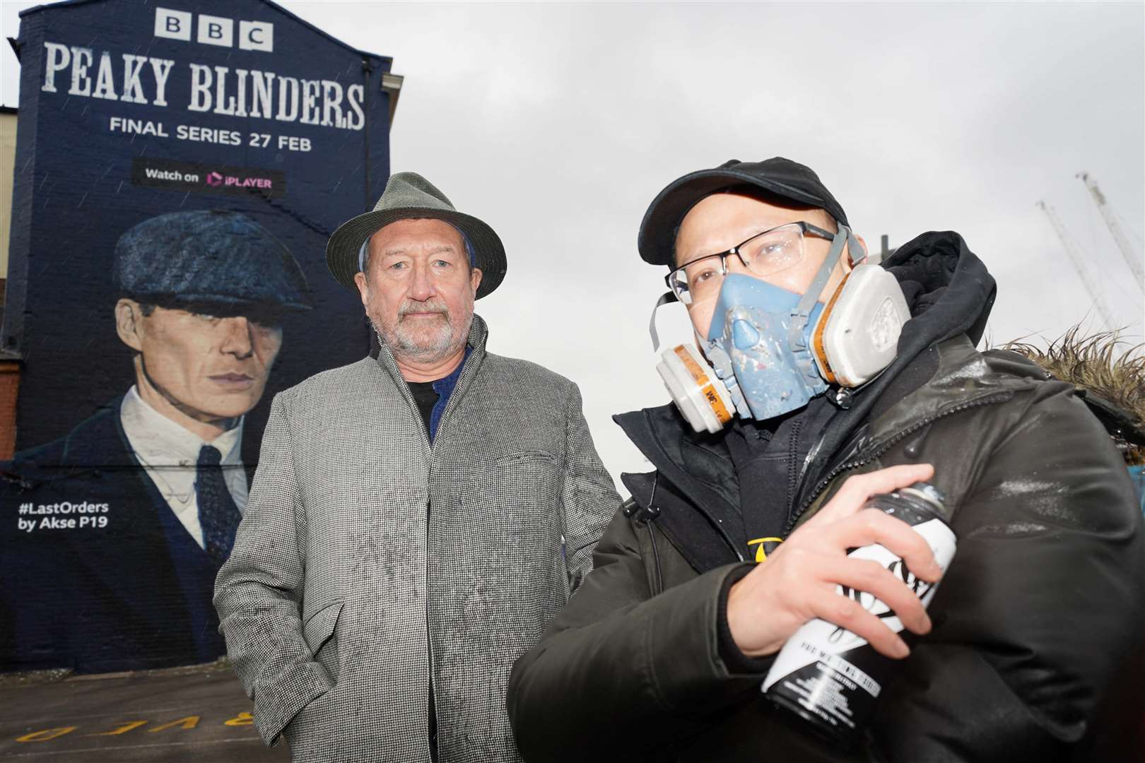 Peaky Blinders creator Steven Knight at the unveiling of the mural by artist Akse P19 (Jacob King/PA)