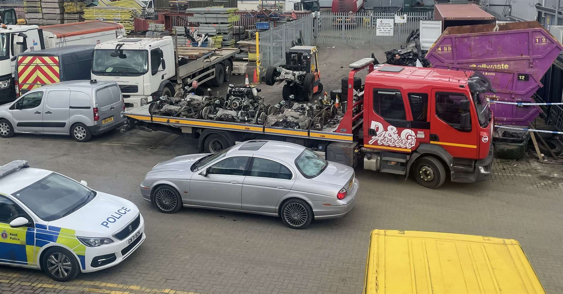 Hundreds of parts from stolen Range Rovers were found in a container in Royal Eagle Close, Medway City Estate.Picture: Chris Webb
