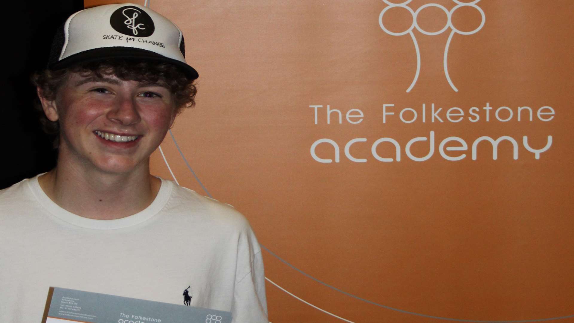Delighted Malakai Triffitt is all smiles after collecting his results from Folkestone Academy