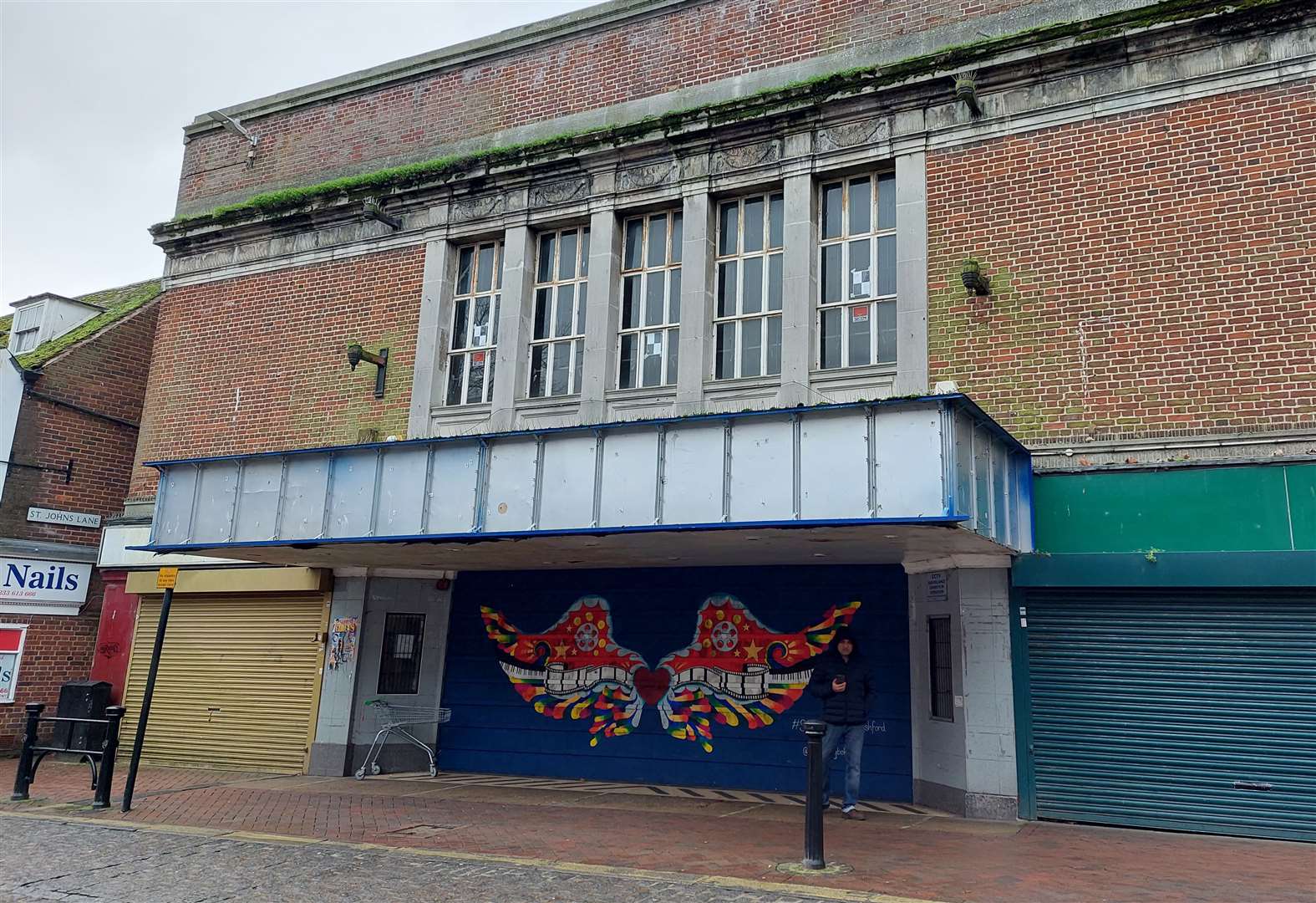 How the prime Lower High Street site currently looks; the wings artwork will be replaced next week