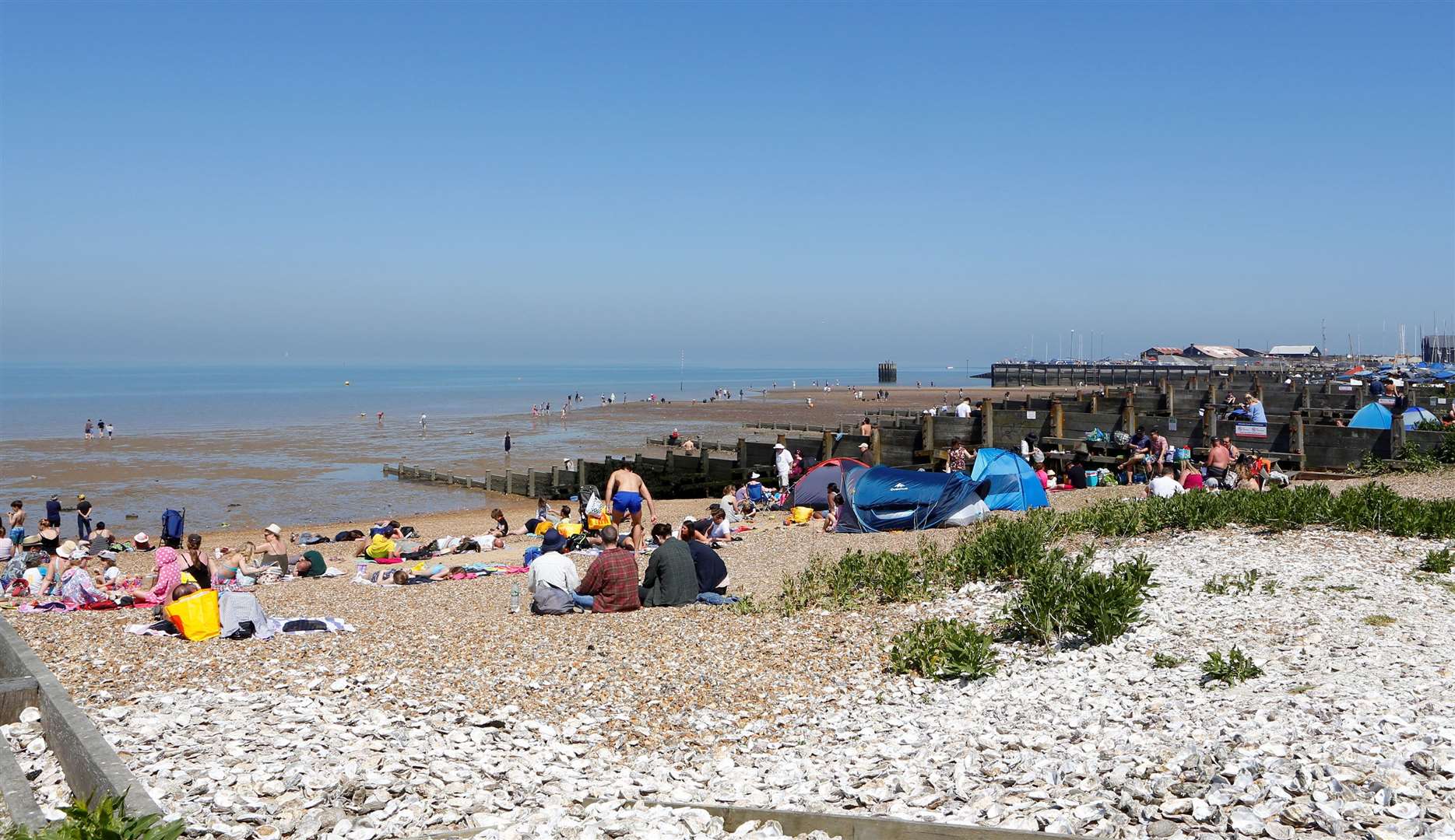 People enjoying the sun at Whitstable Beach. Picture: Andy Jones
