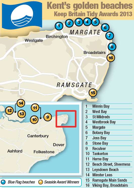 Kent's Blue Flag beaches map 2013