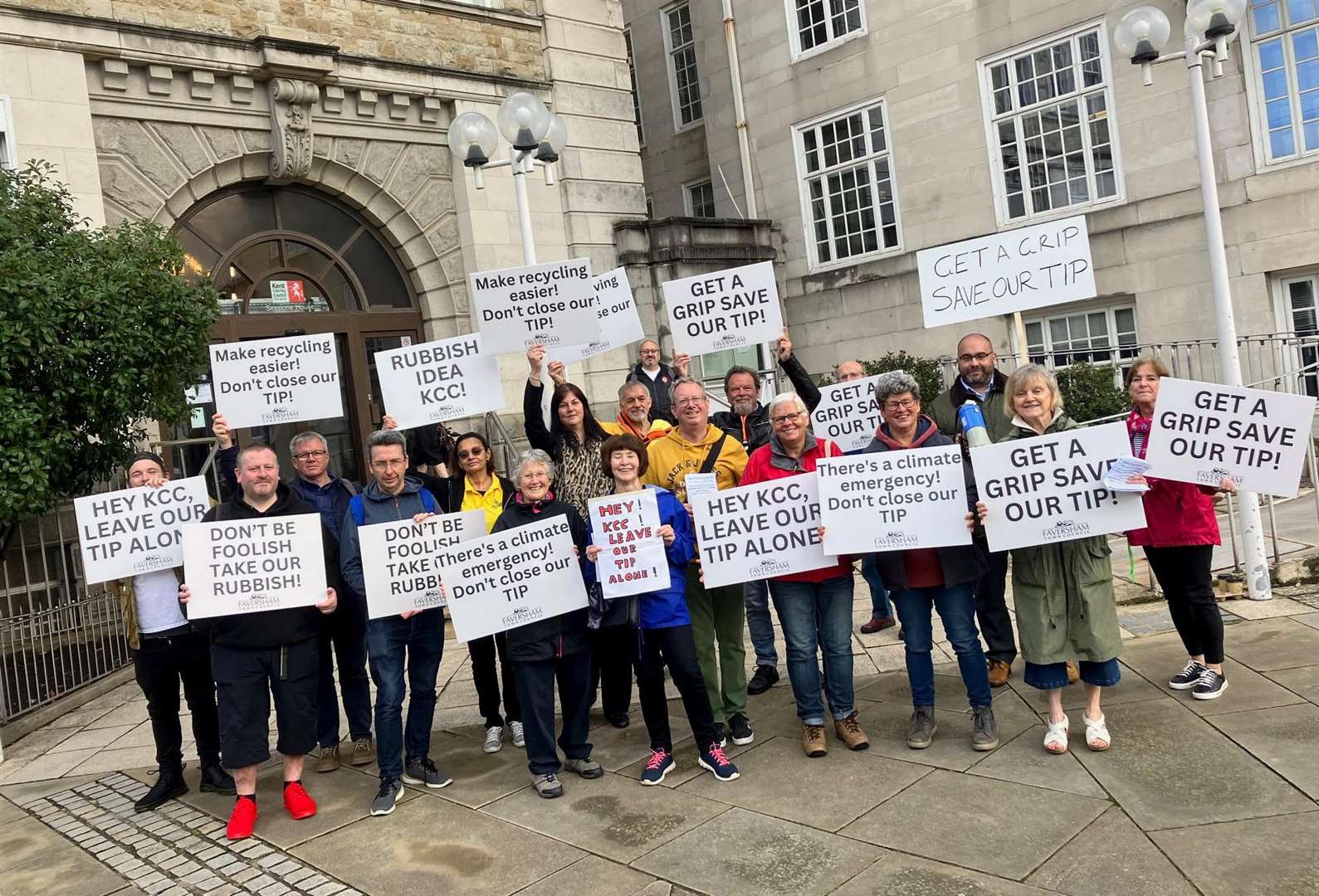 Protests about plans to close Kent County Council recycling centres were held outside County Hall in Maidstone. Photo: Simon Finlay