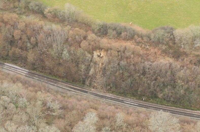 The first landslide at Wadhurst. Picture: National Rail South East (Twitter) (7825280)