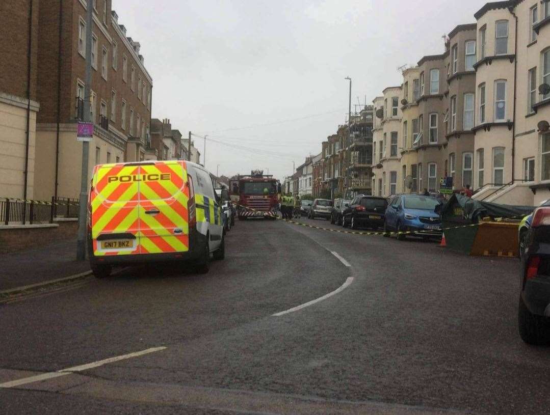 Police and the fire service are in attendance in Sweyn Road in Cliftonville. Picture: Jamie Horton