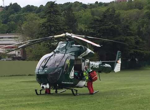 The air ambulance landed on Luton recreation ground. Picture: Kieran Boast
