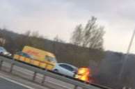 The vehicle fire causing delays on the M20.