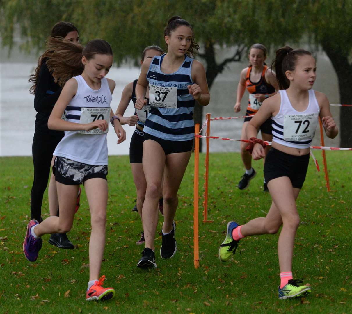 Hope Martin of Dartford Harriers (No.37) and Sena Wright of Tonbridge AC (No.72) race for under-13 glory. Picture: Chris Davey (52347953)