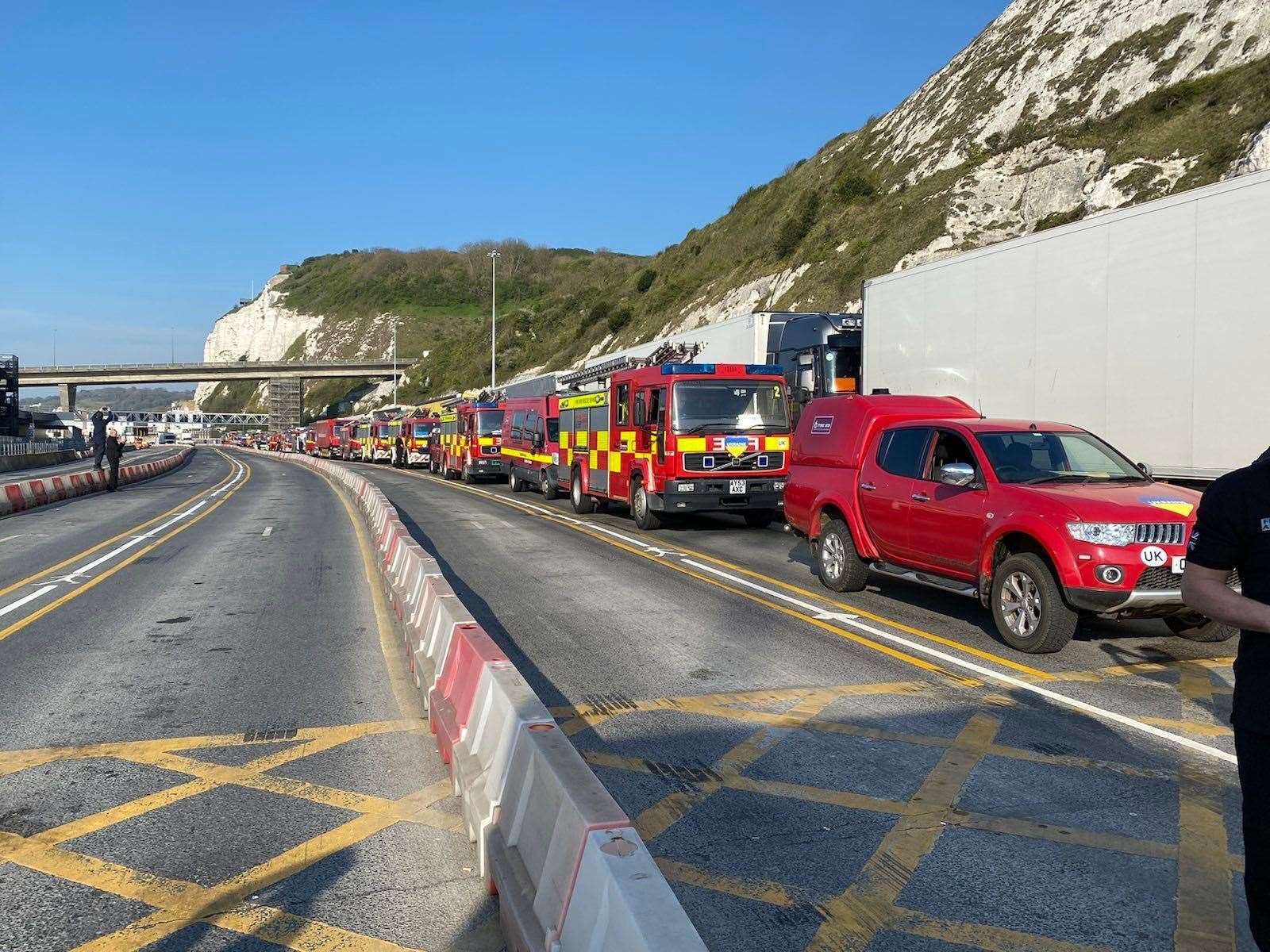 The convoy at the port of Dover ready to cross the channel. Photo: NFCC