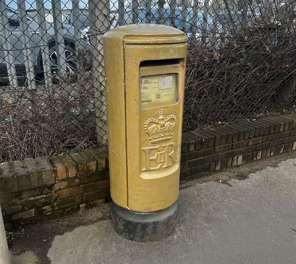 This postbox in Burnham Road, Dartford has been left gold